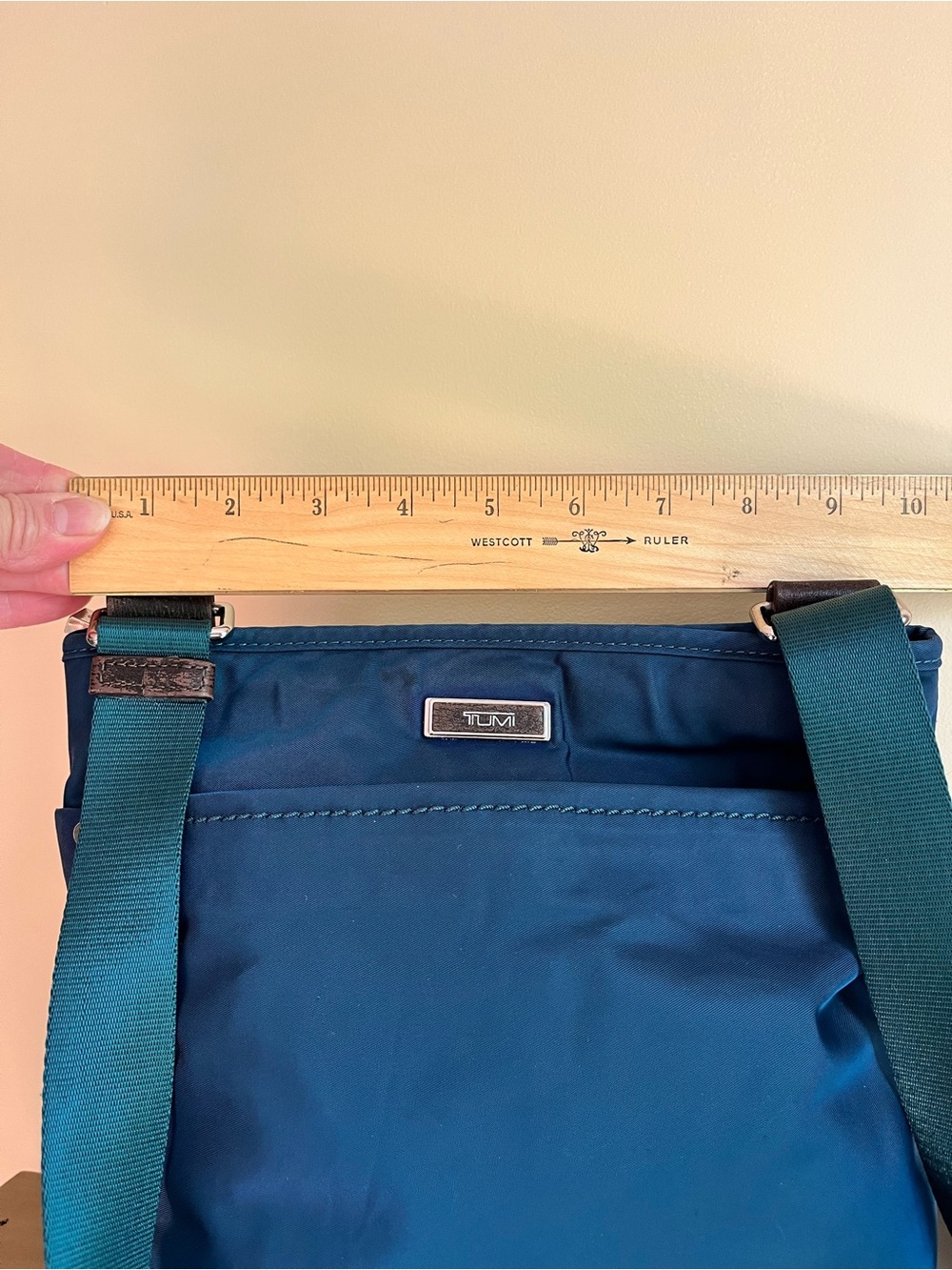 Tumi Teal-Blue Nylon Messenger Bag - Picture 3 of 14